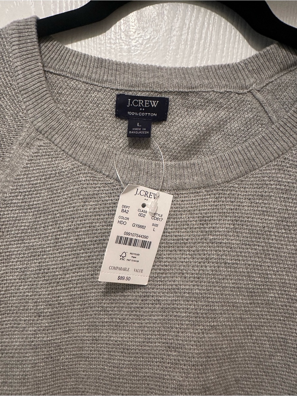J. Crew Men’s Crewneck Sweater in Light Gray - Picture 2 of 3